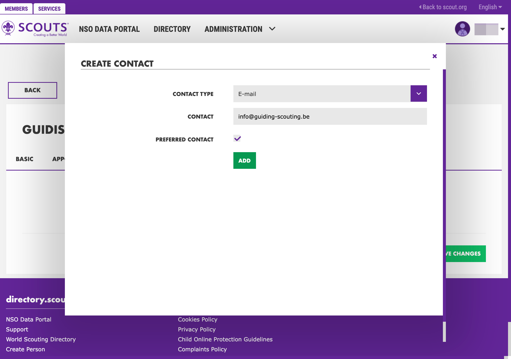Select "Preferred Contact" as desired