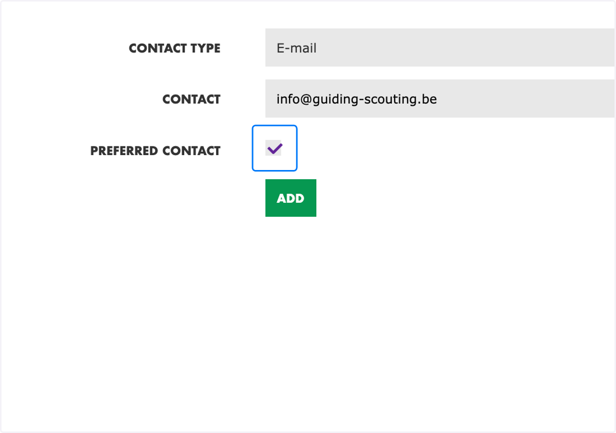 Select "Preferred Contact" as desired