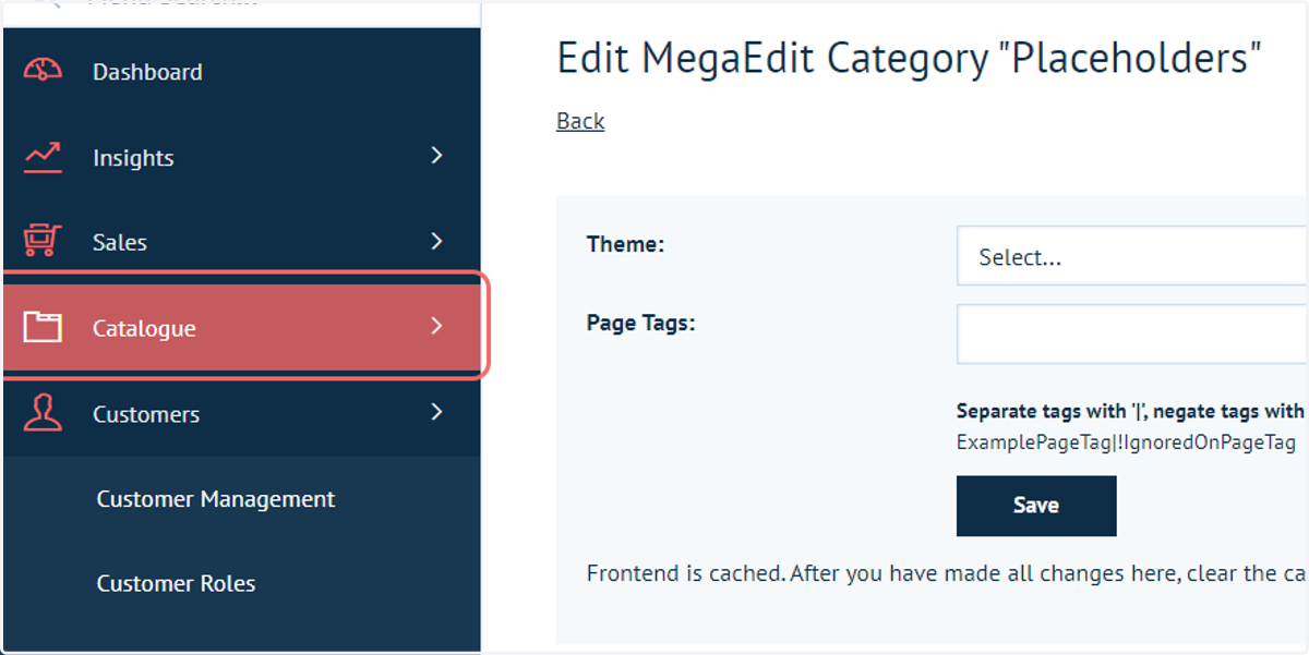 Click on Catalogue