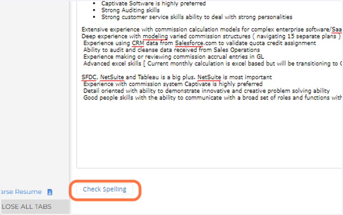 In the Job Advert Body (Pulled from Published Job Description), review and make sure everything is spelled correctly