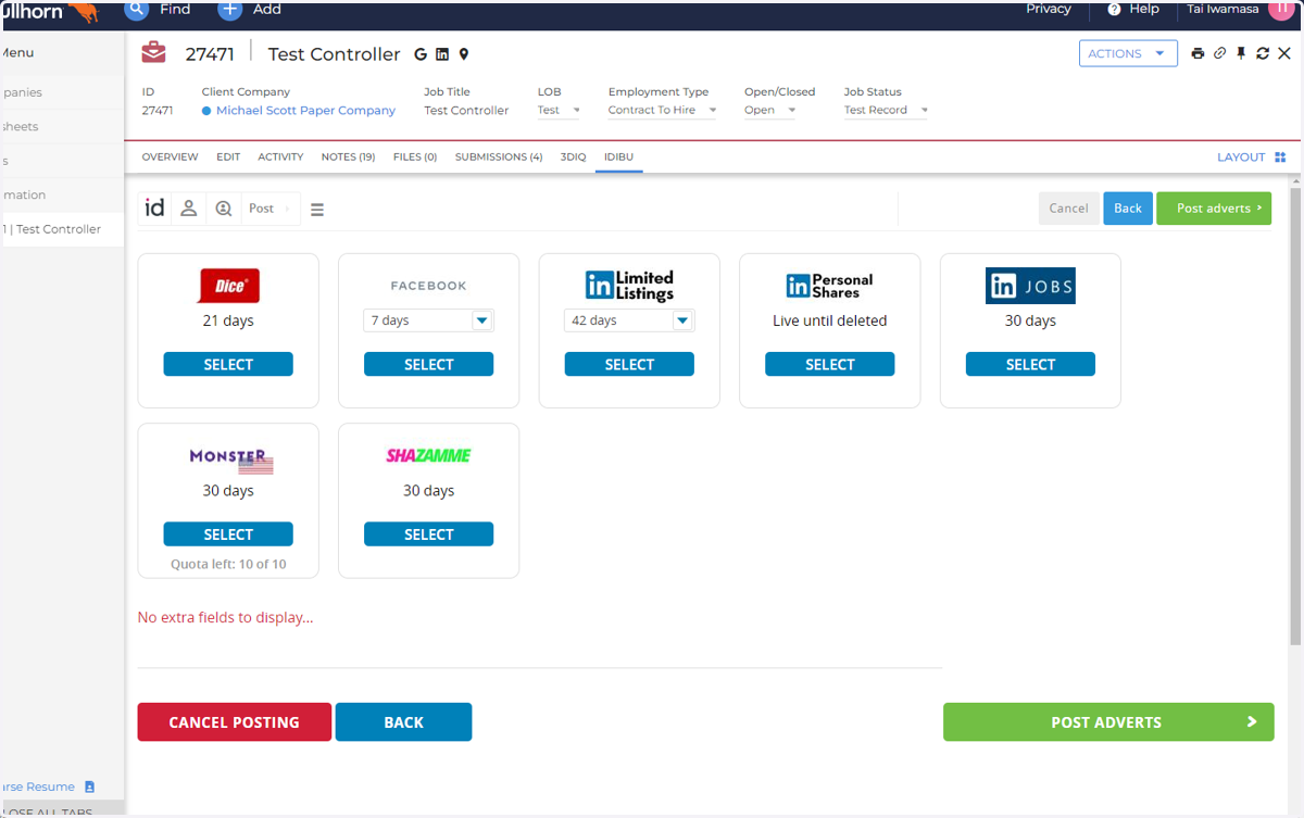 Select the locations you would like to post on and choose the duration of the job posting