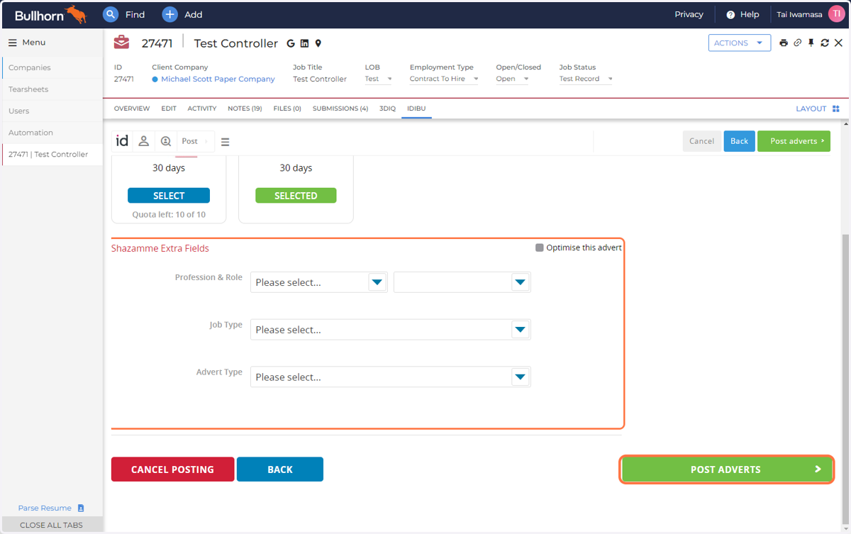 Job Boards have specific questions that must be answered prior to posting and those will appear as you make selections of locations to post