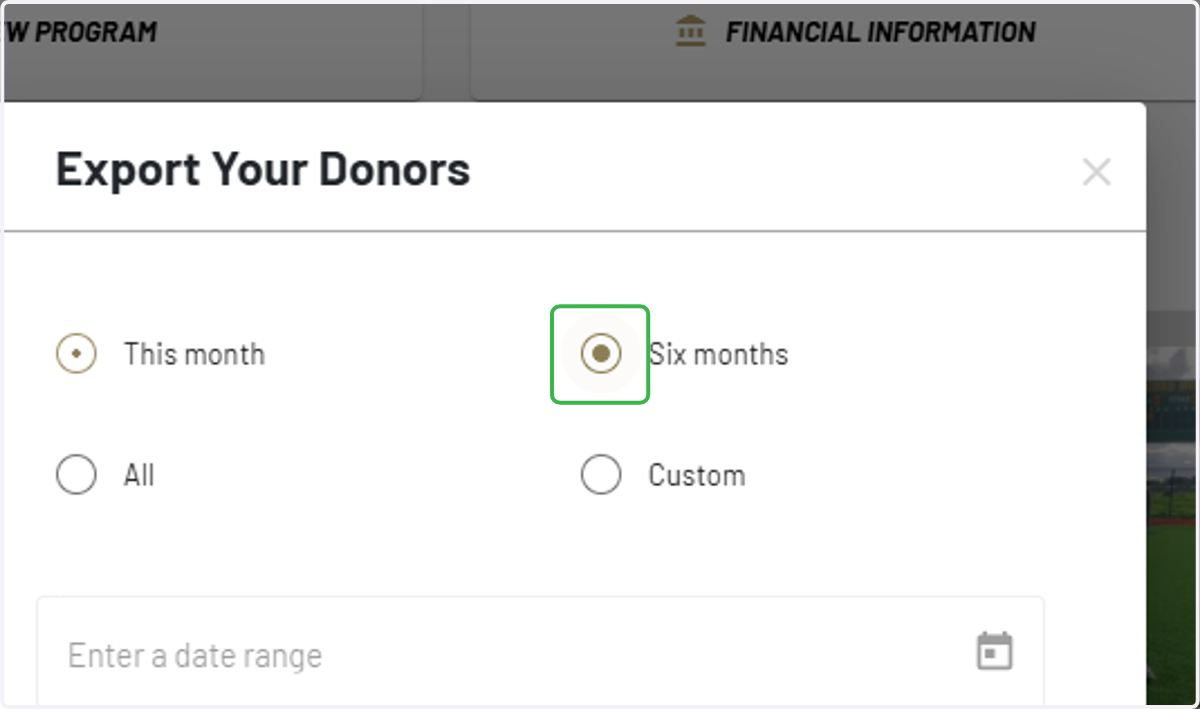 Select desired time frame or select custom date range