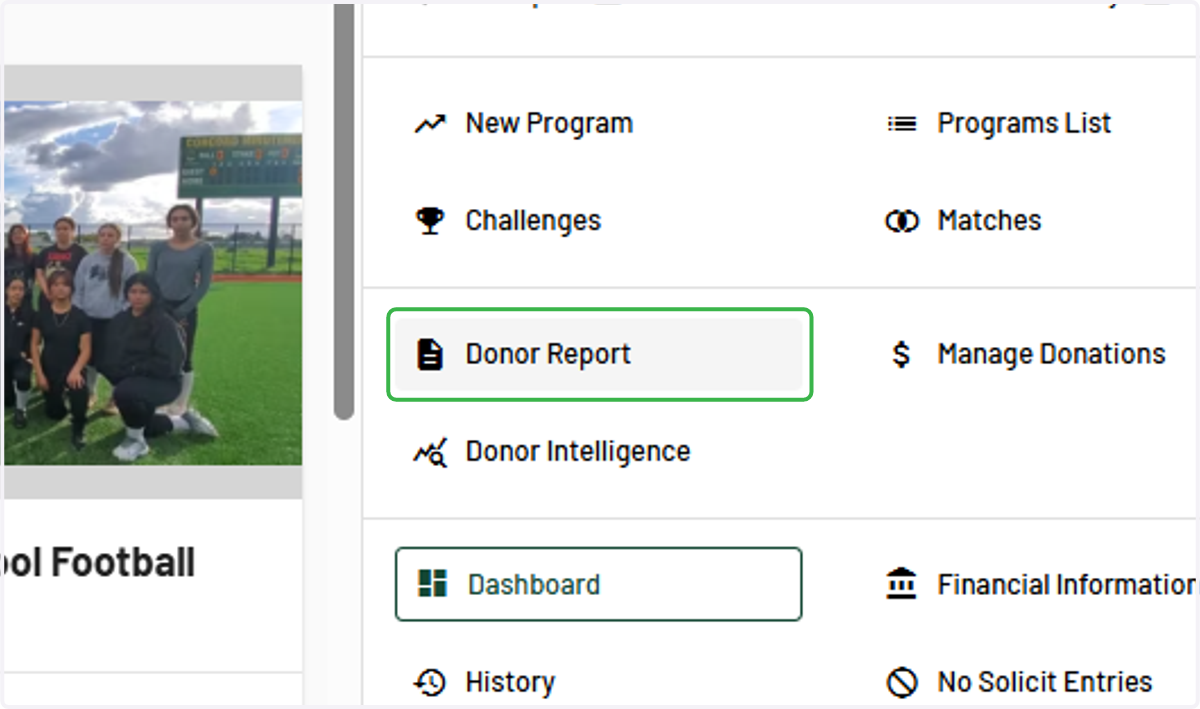 Click on Donor Report