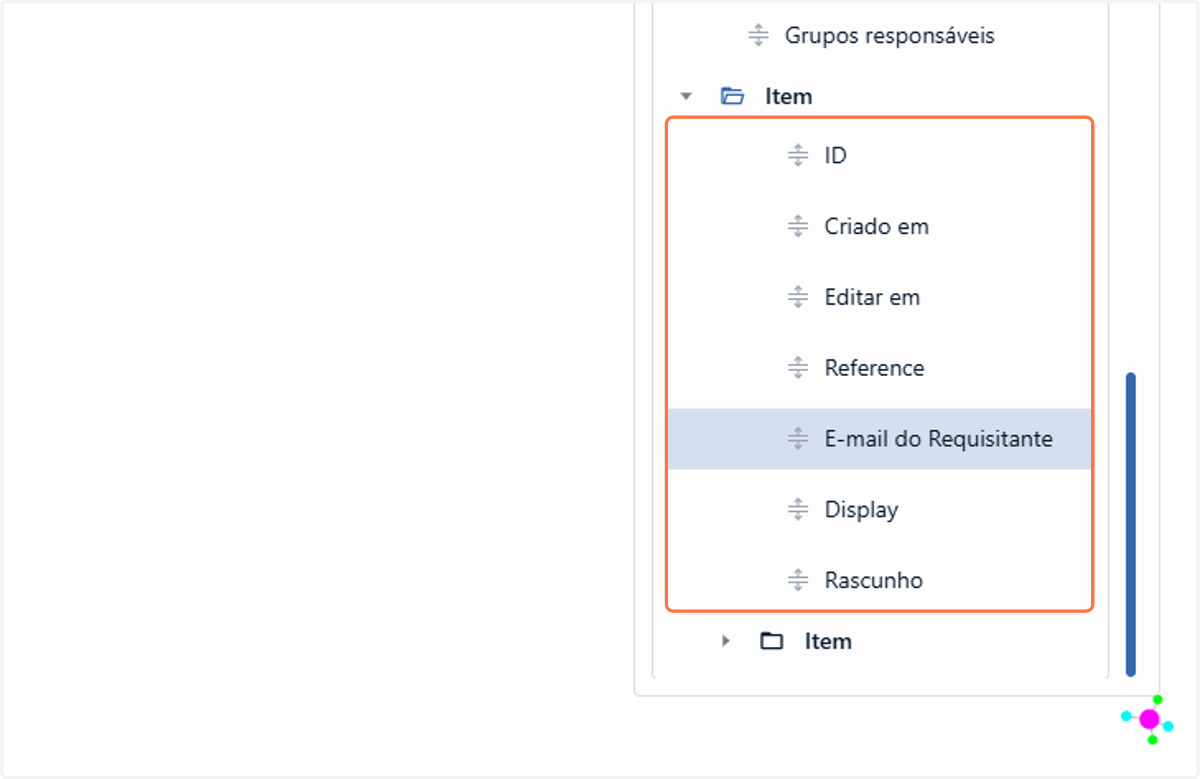 Ao expandir a pasta, você poderá acessar estes dados do item relacionado à tarefa