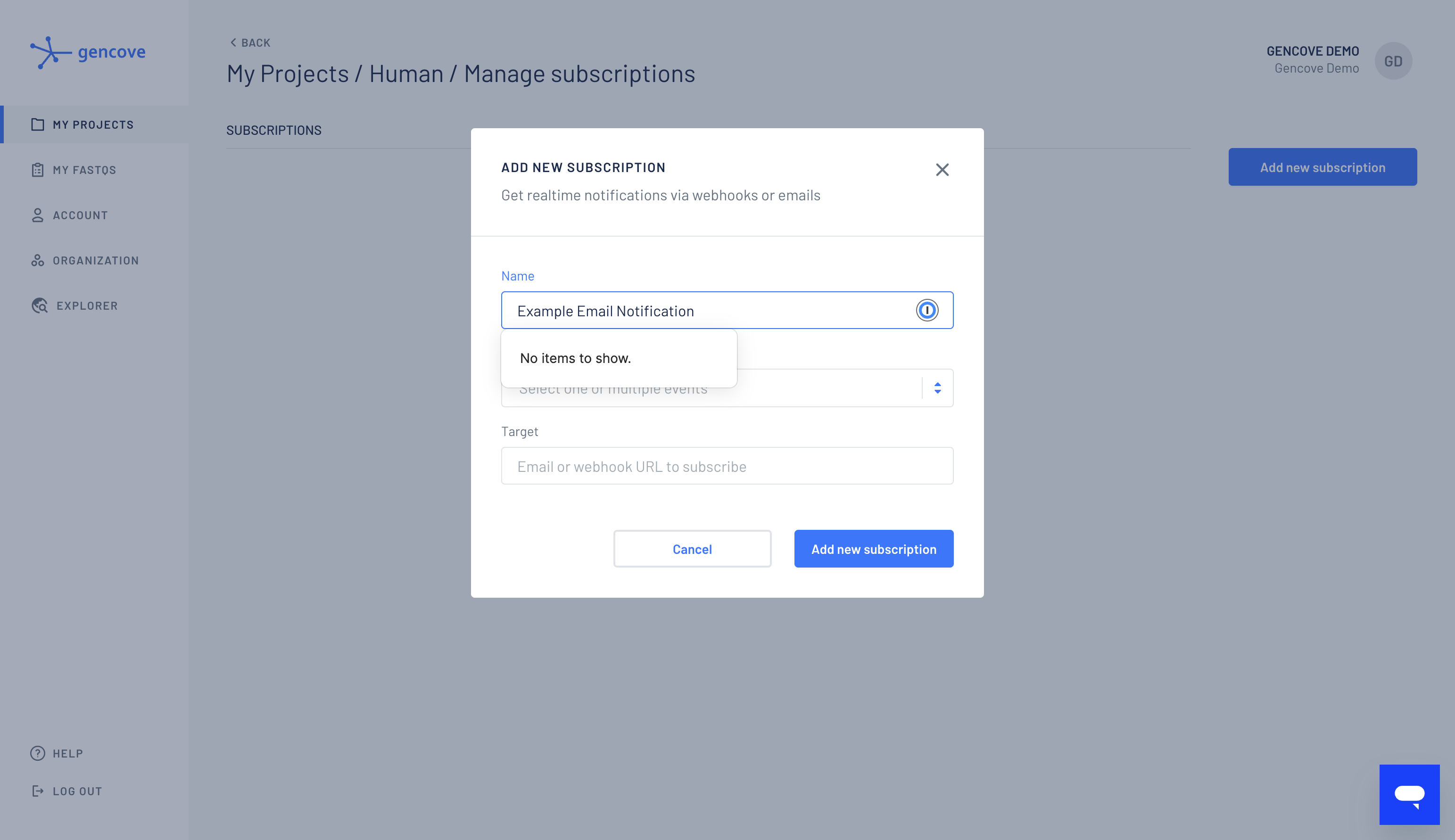 Create a name for your email notification
