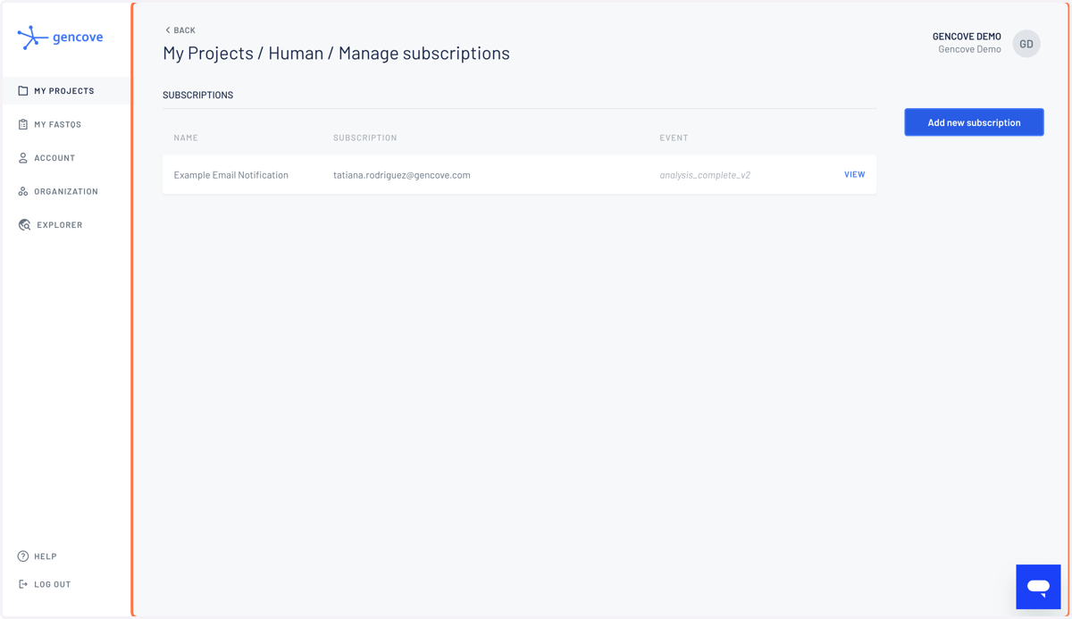 Please note that you will need to add a new subscription for each email . These subscriptions can also be used to set up automated data delivery.