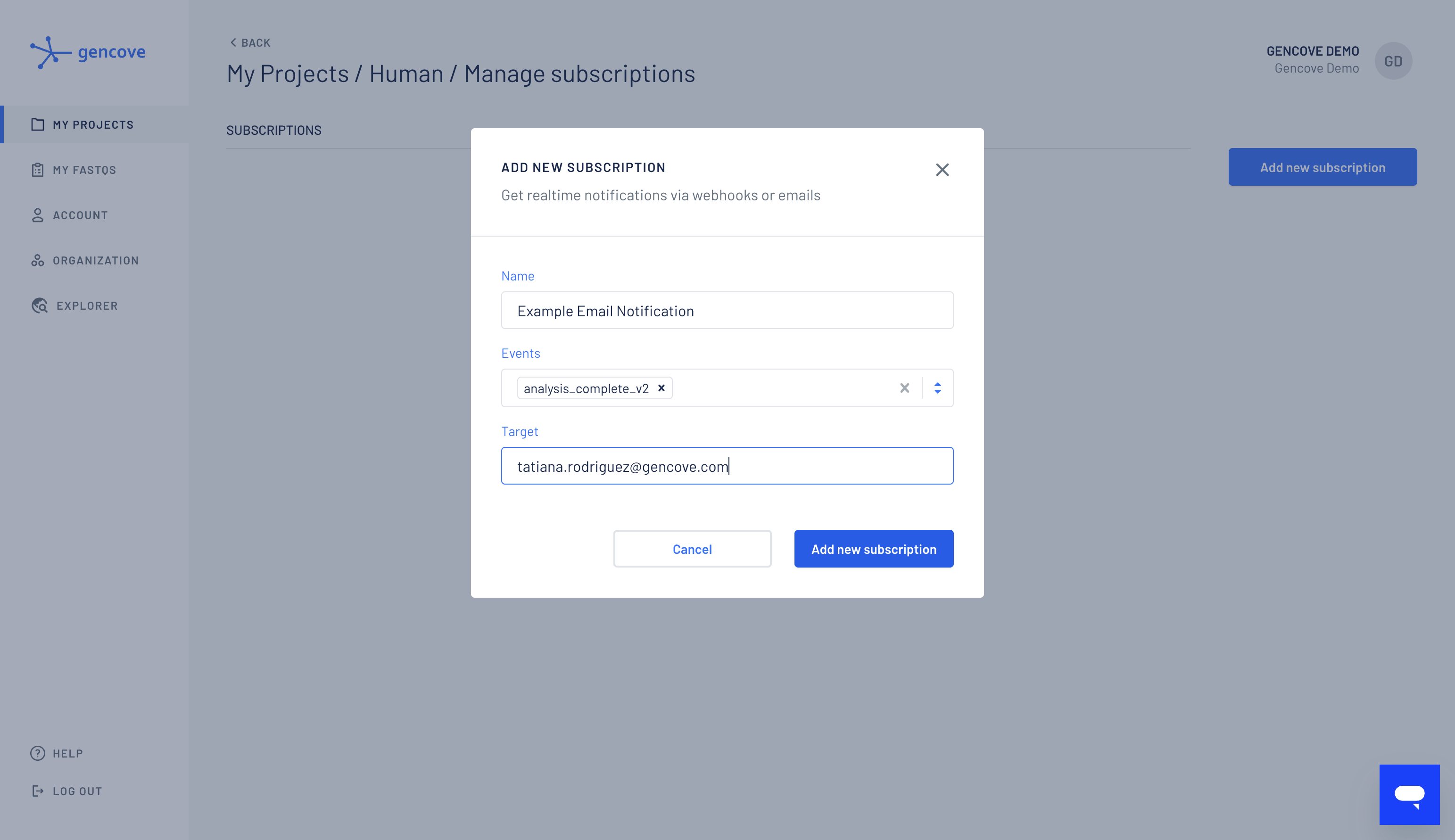Select analysis_complete_v2 as the Event and your desired email as the Target