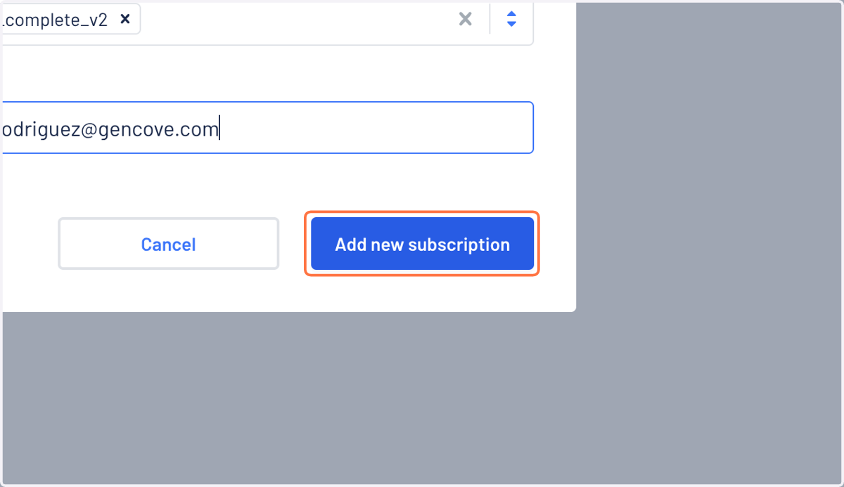 Click on Add new subscription to finalize