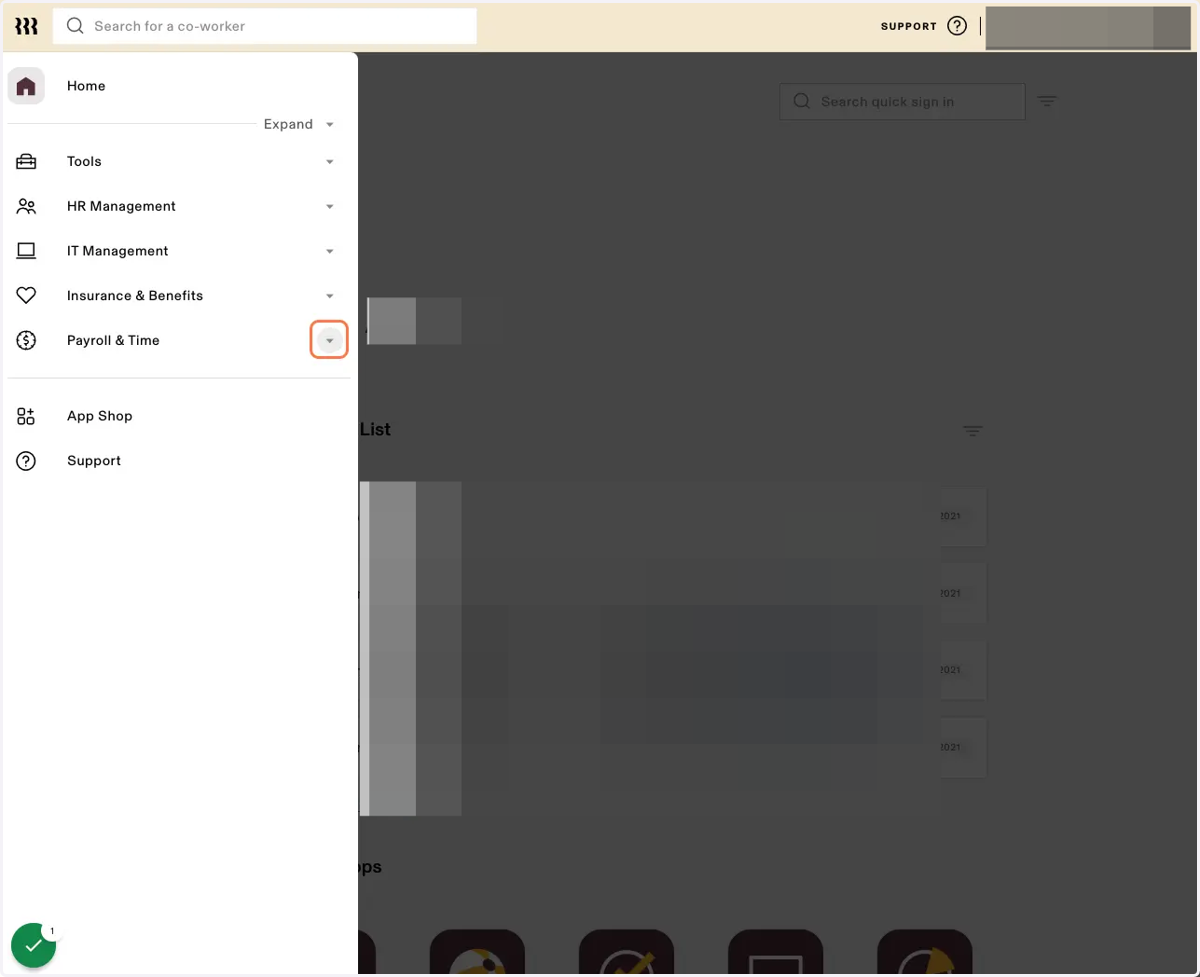 On the left side bar, click on Payroll & Time