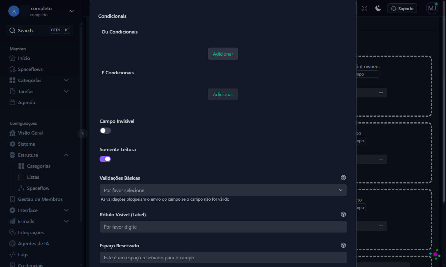No construtor de condicionais, clique em Adicionar, em qualquer ramo (ou/e)