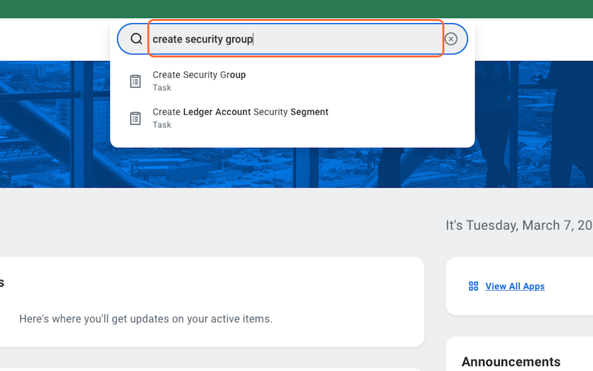 From your Workday home page search for 'Create security group' 