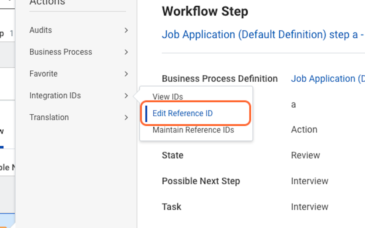 Hover over 'Integration IDs' and select 'Edit Reference ID'