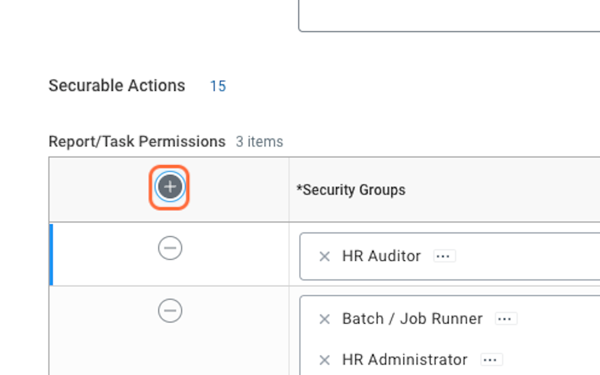 Click on the + sign under the "Report/Task Permissions" section
