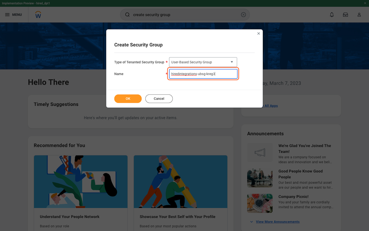 Give your User-Based Security Group a name and click OK