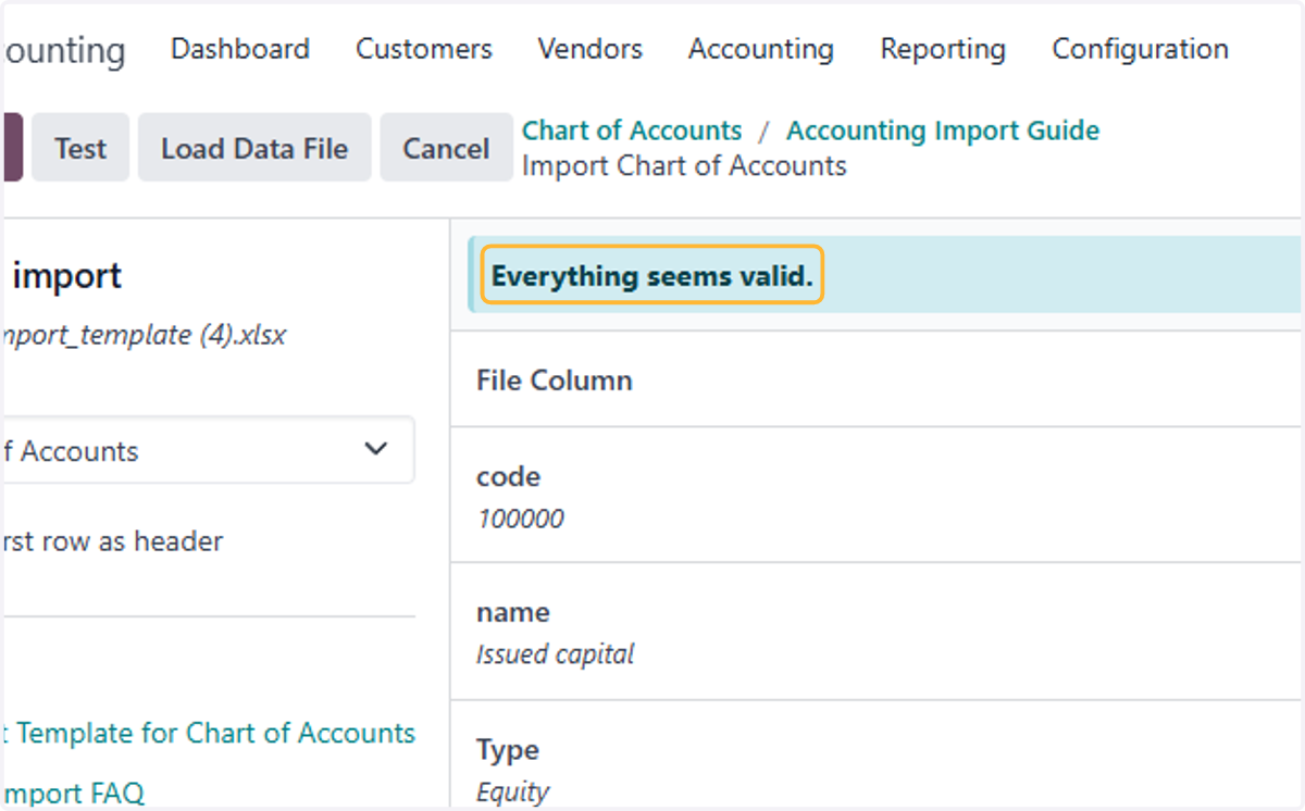 "Everything seems valid." Message should appear if there are no errors with the file