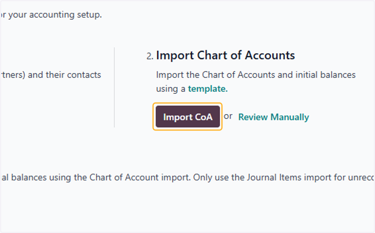 Click on Import CoA