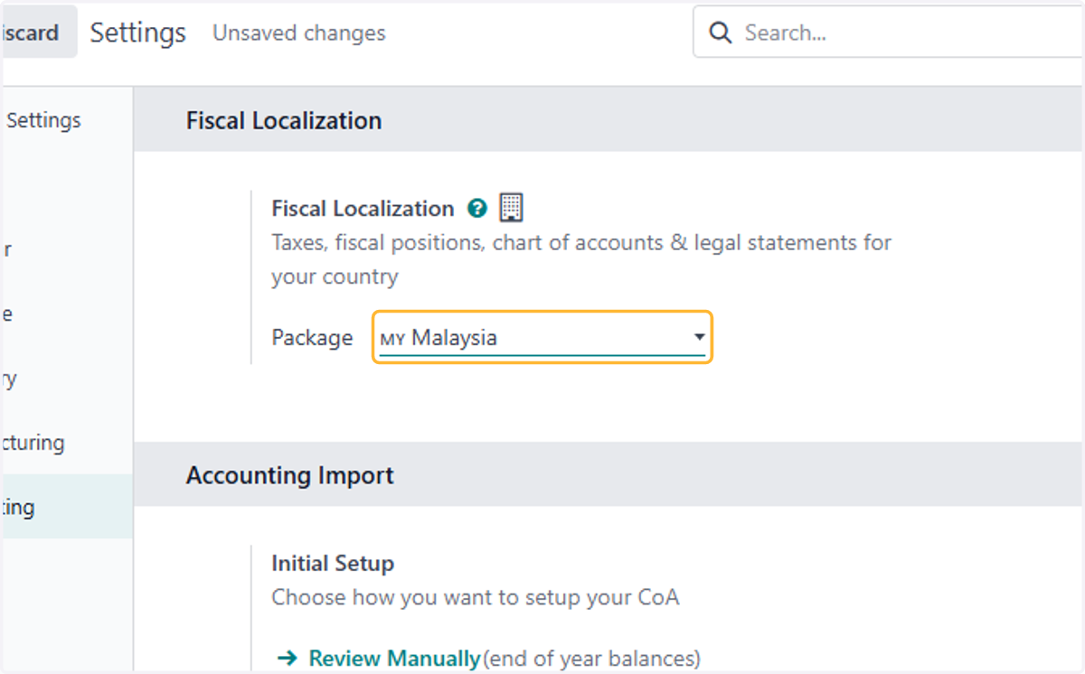 Select Country localization