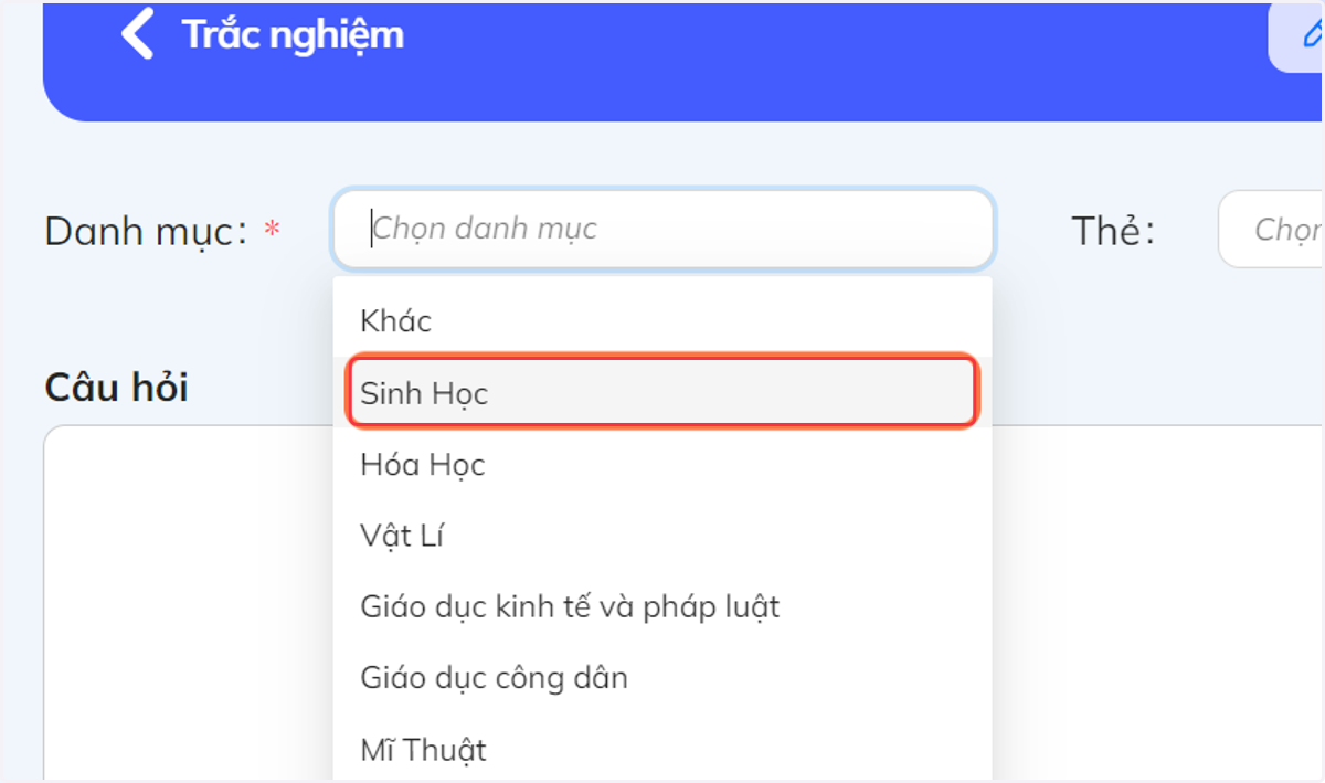 Nhấn chọn môn học