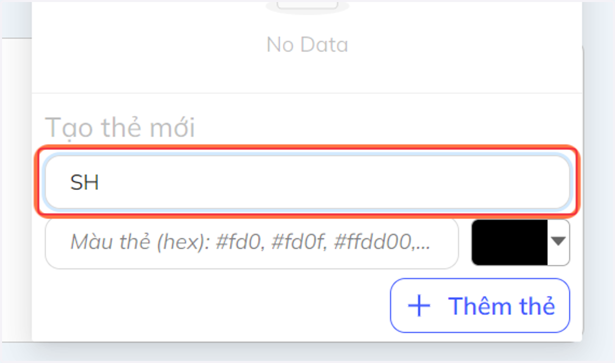 Nếu không có thẻ cần dùng, tại chỗ "Tạo thẻ mới" nhập tên thẻ mới