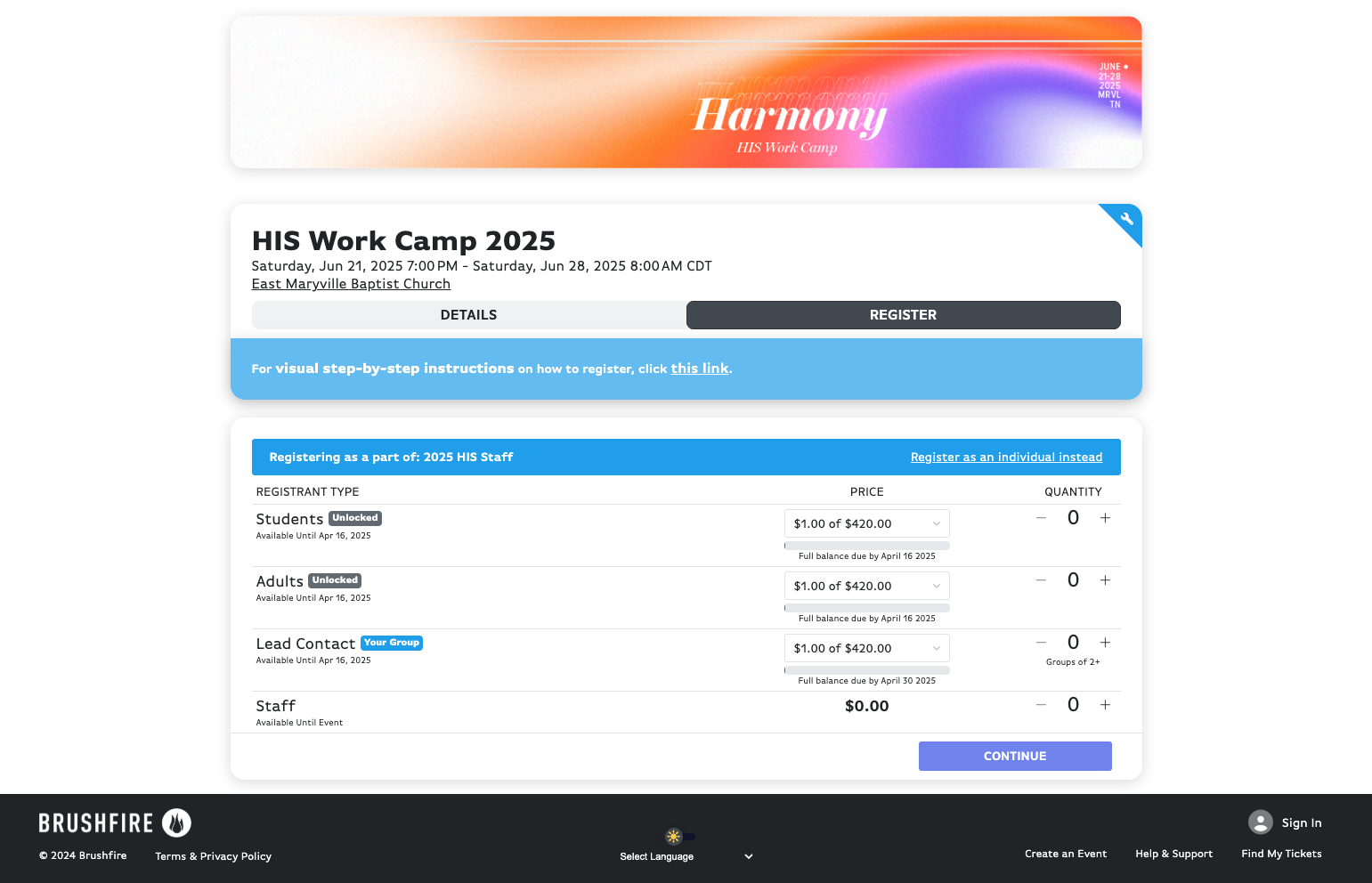 Chose your Registrant Type.