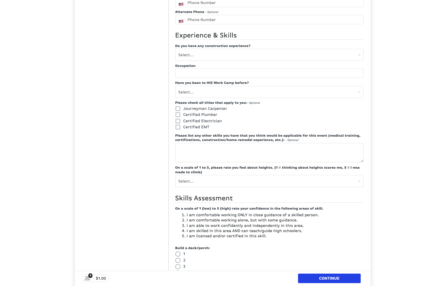 Fill out the Experience & Skills section to the best of your knowledge