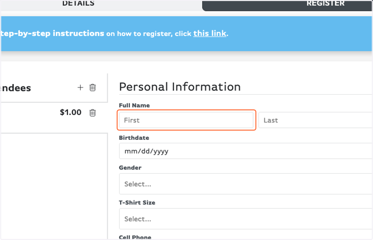 Fill out your Personal Information.