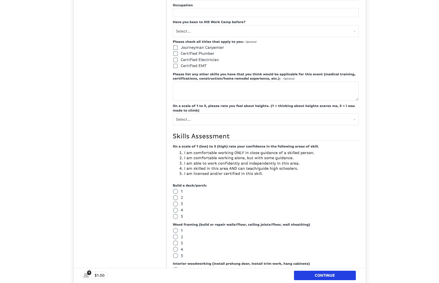 Fill out the Skills Assessment to the best of your knowledge