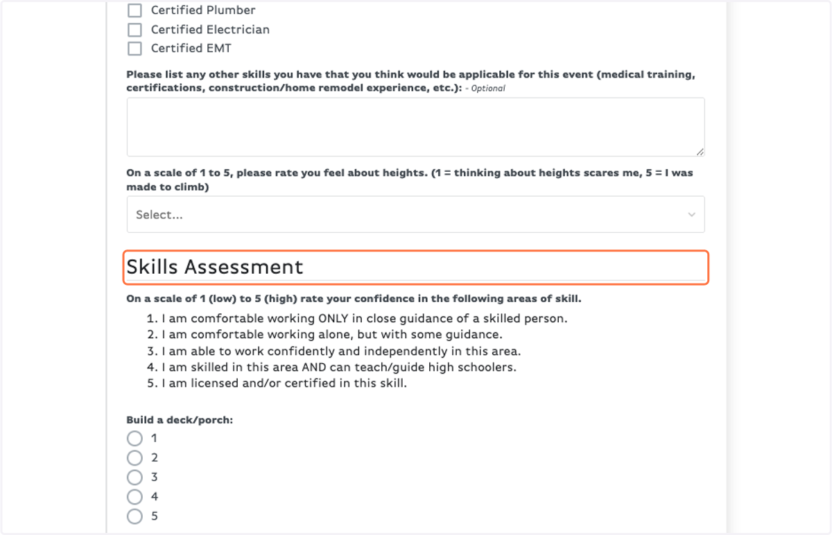 Fill out the Skills Assessment to the best of your knowledge