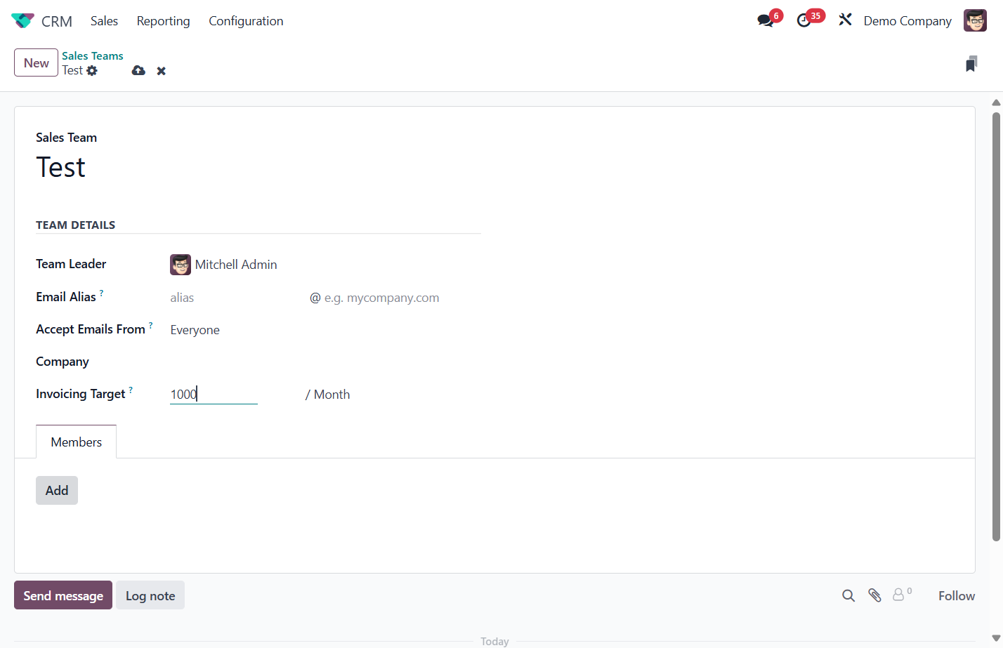 To add sales team members, click Add