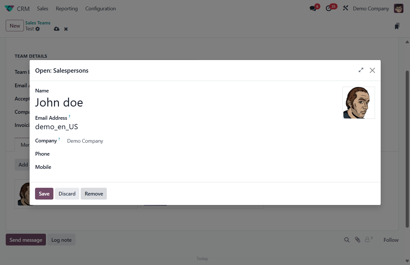To remove, click on the member and then, click Remove