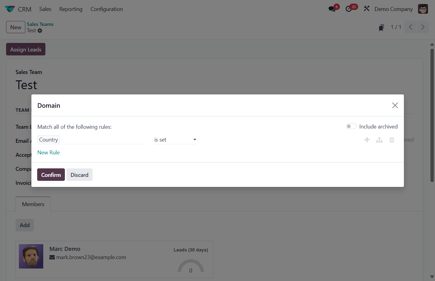 Set your rules and click on Confirm