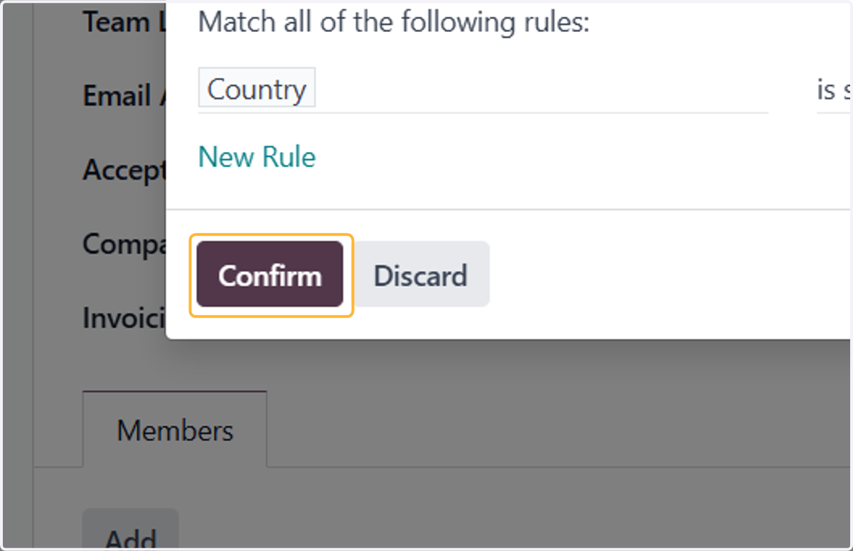 Set your rules and click on Confirm