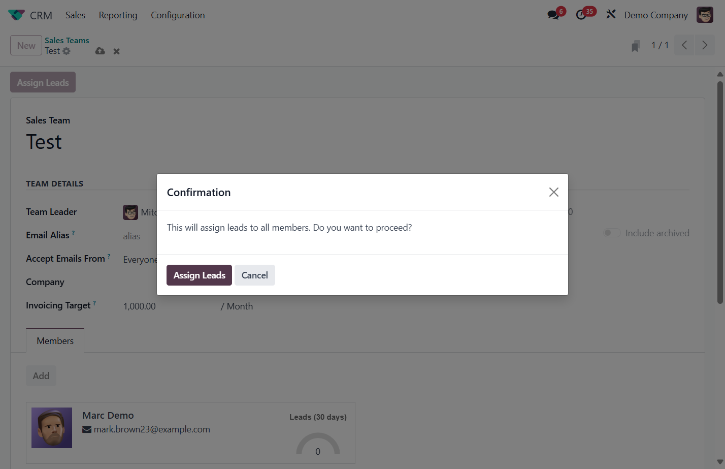 This will assign leads to all members
