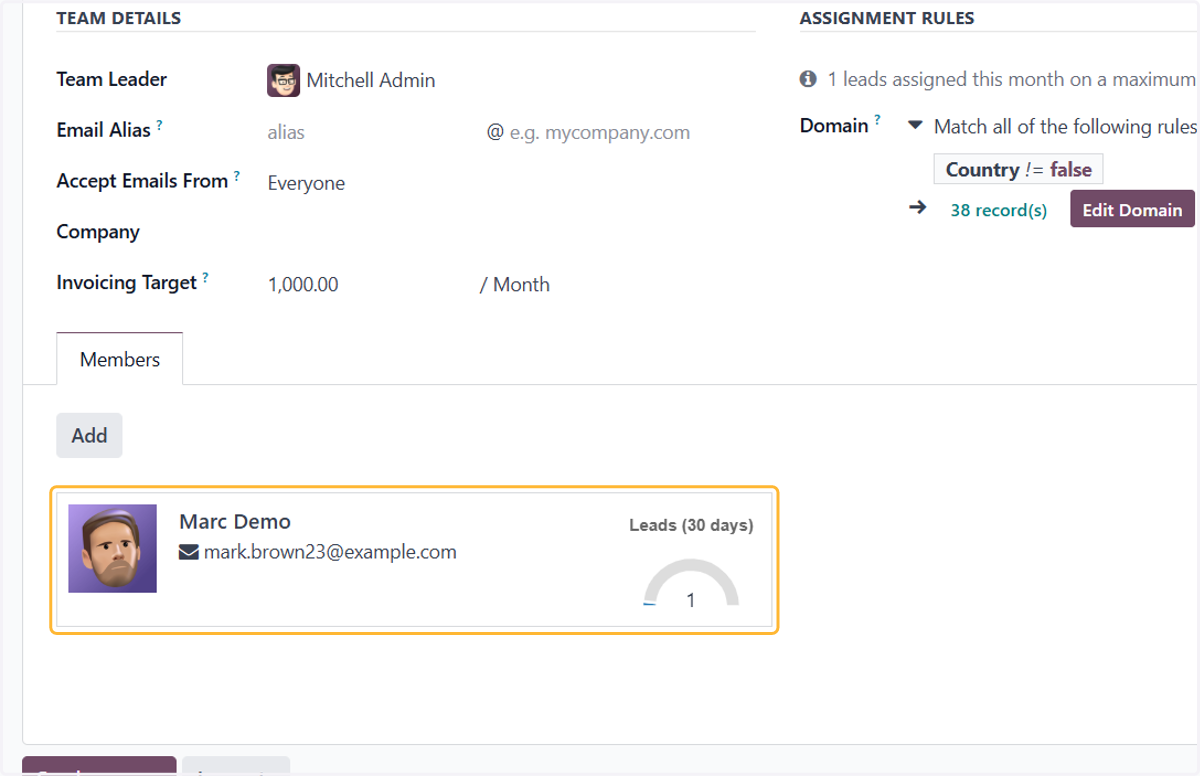 Leads are assigned to all members according to your rules
