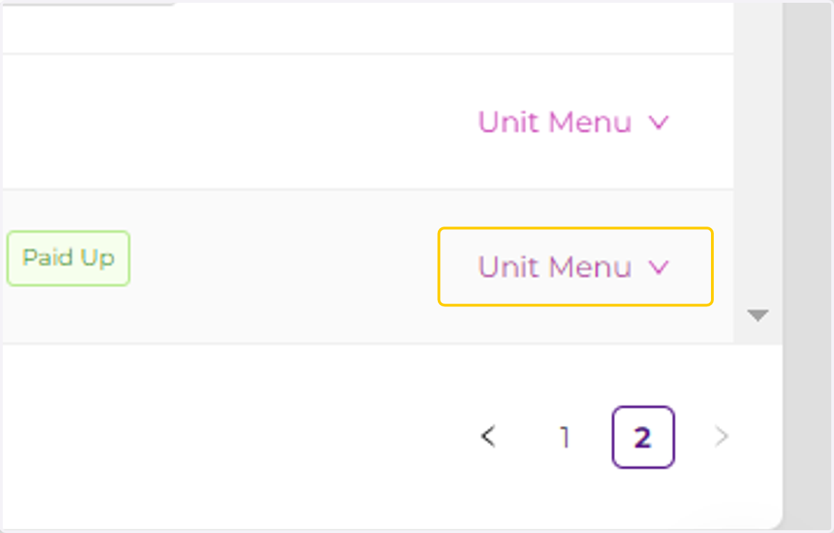 Locate the Unit to Update. Click on "Unit Menu"