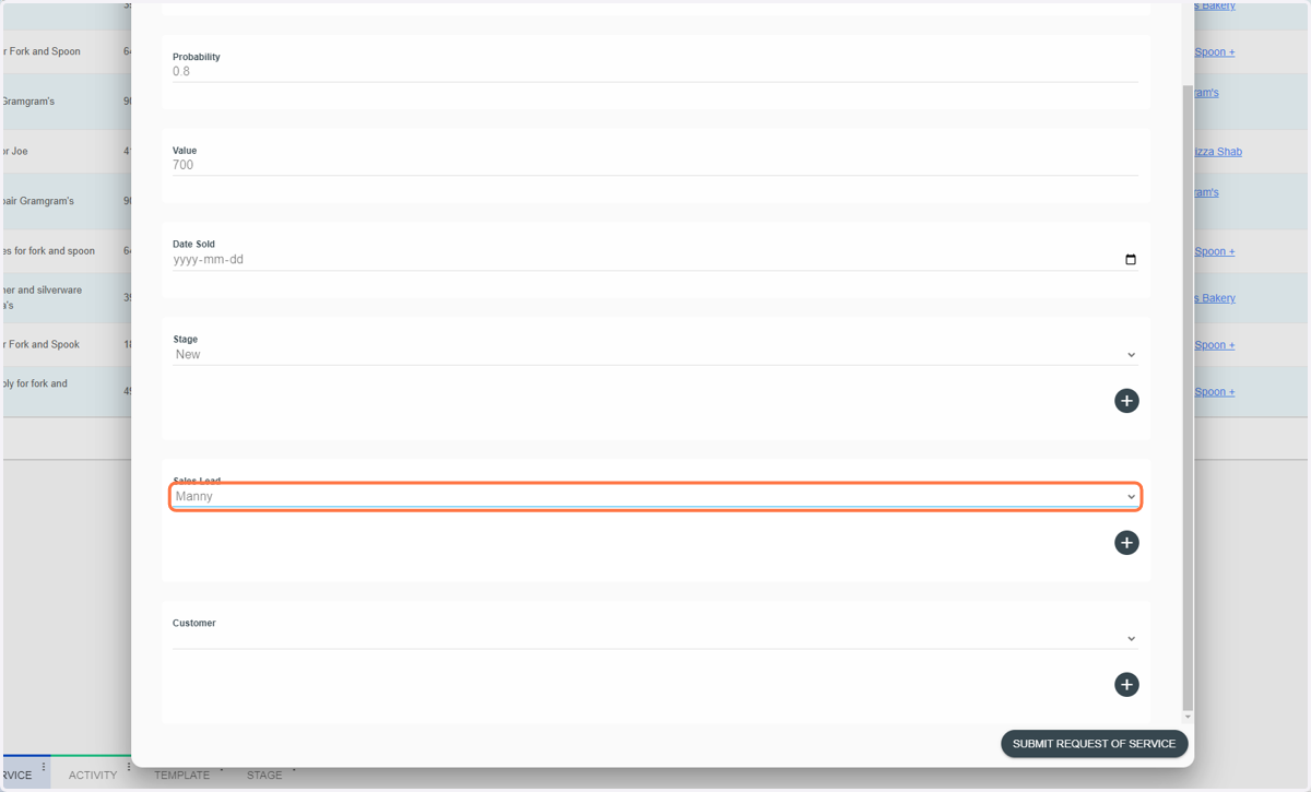 Select a Sales Lead