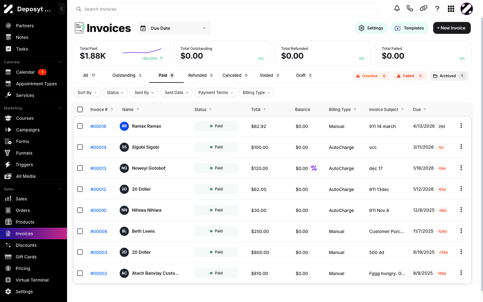View Paid Invoices