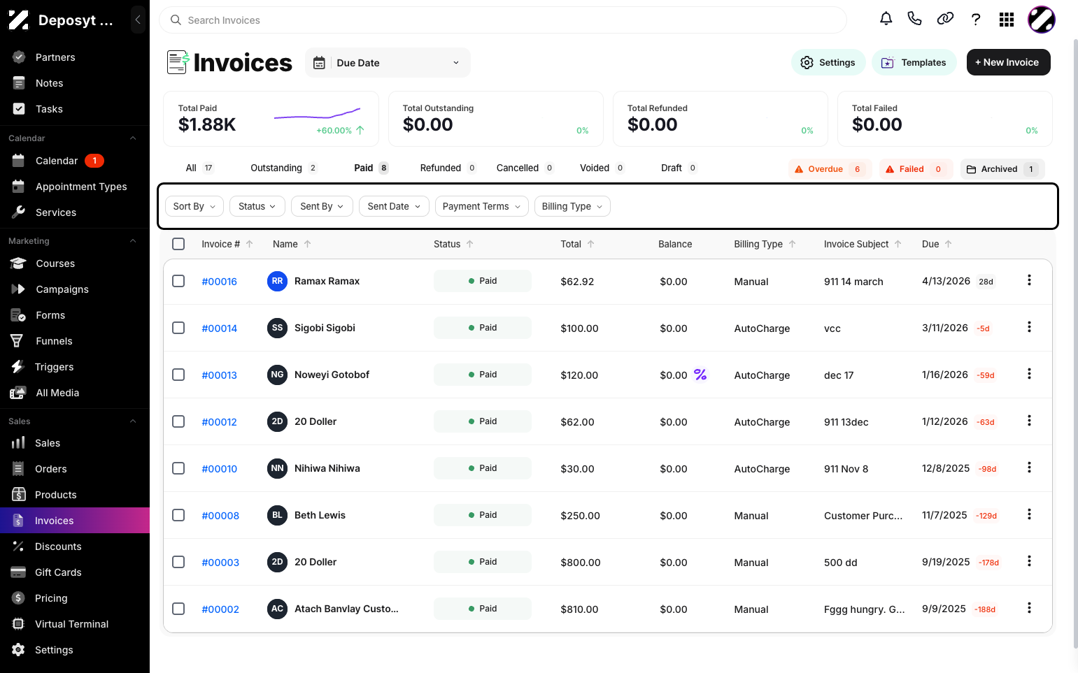 Step 4: Your view will now display all Paid Invoices.