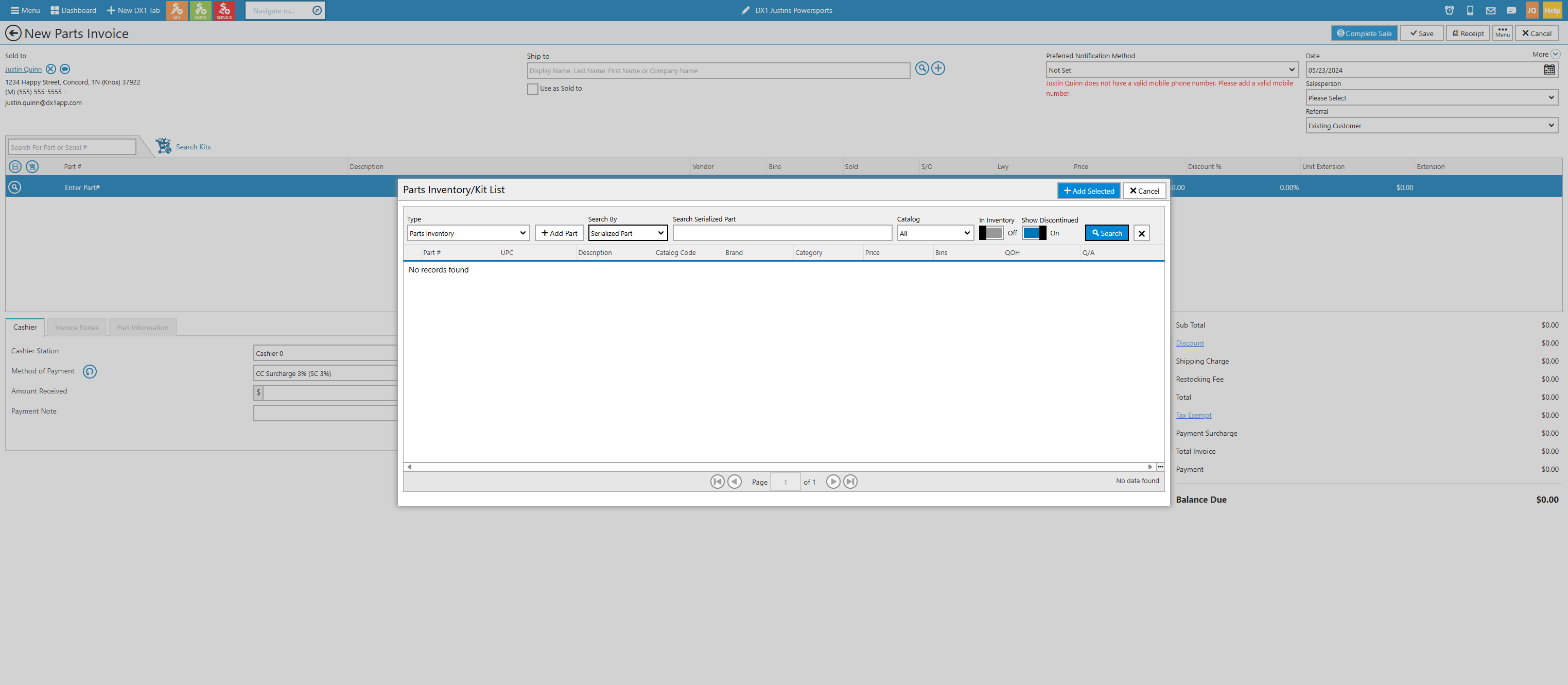 After determining your search criteria click on the Search button