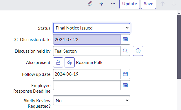 After Final Notice is issued, attach PDF of the final notice and change the status to Final Notice Issued.