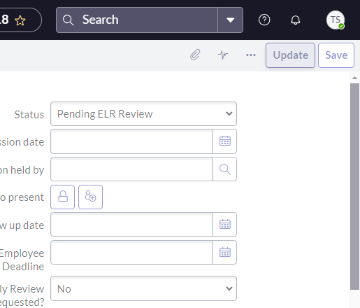 Click on Update to save and return to the case view. If you click save, it will save and keep you on the corrective action view.