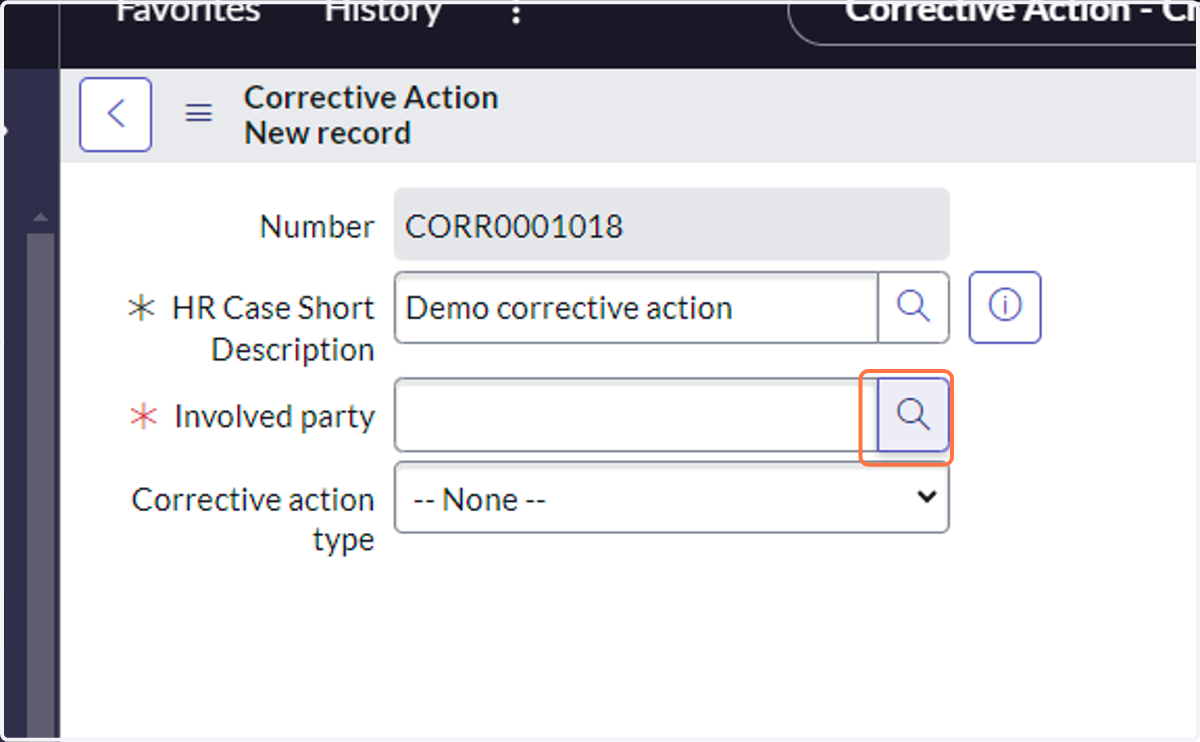 Click on the magnifying class to select the Involved Party. This is the employee who is receiving the letter.