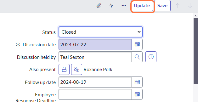 Change the status to Closed. Then Update. You have now completed this corrective action!