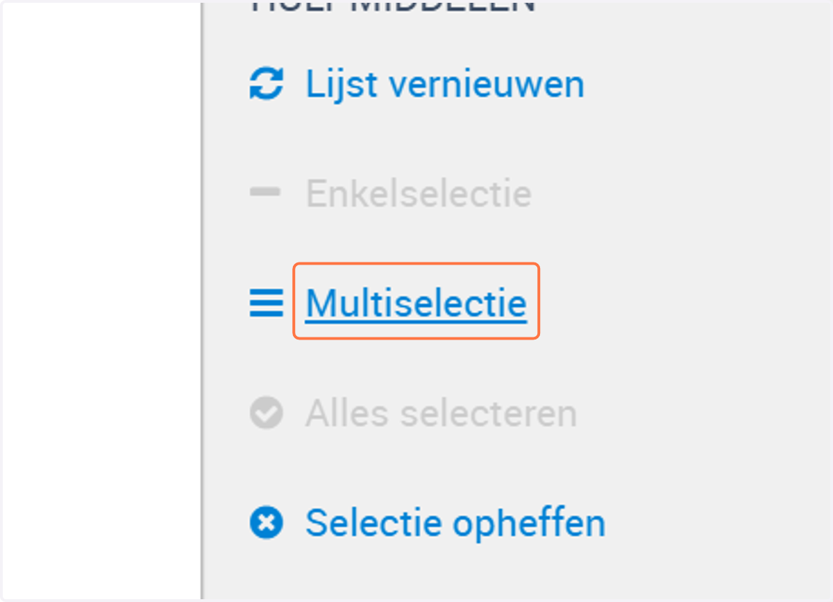 Het is ook mogelijk om meerdere antwoorden tegelijk te verwijderen. Klik hiervoor op Multiselectie onder het kopje HULPMIDDELEN.