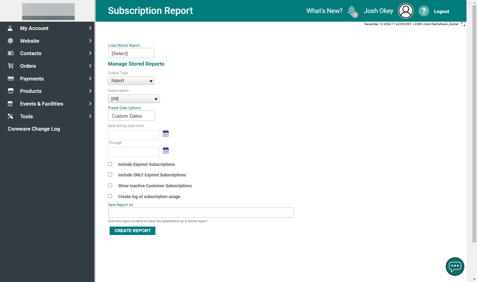 Click on CREATE REPORT