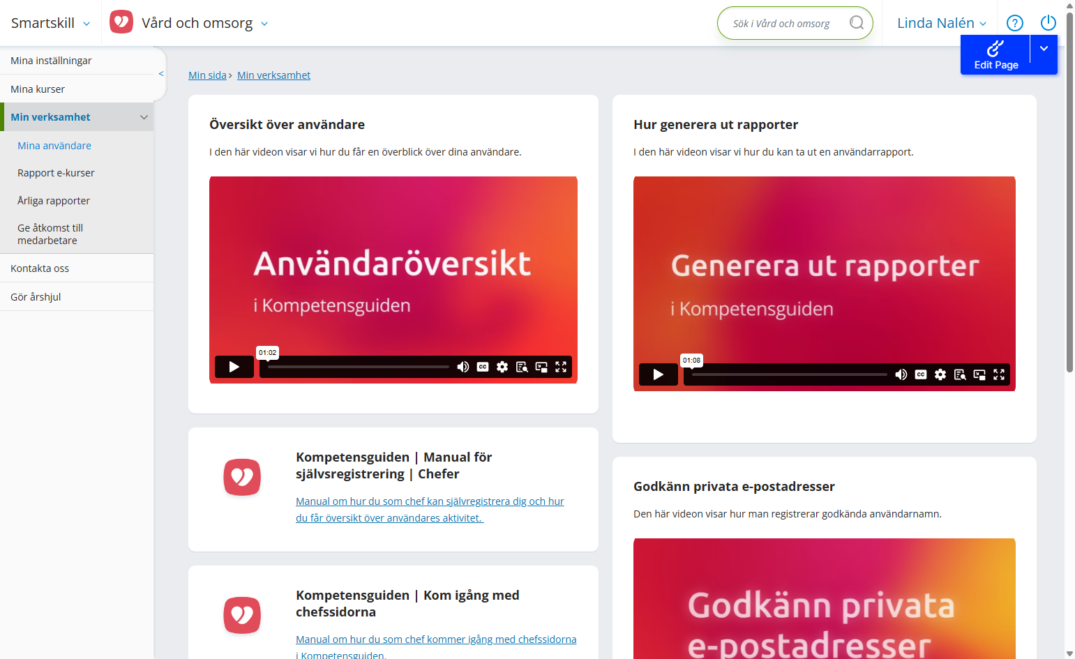 Tryck på "mina användare"