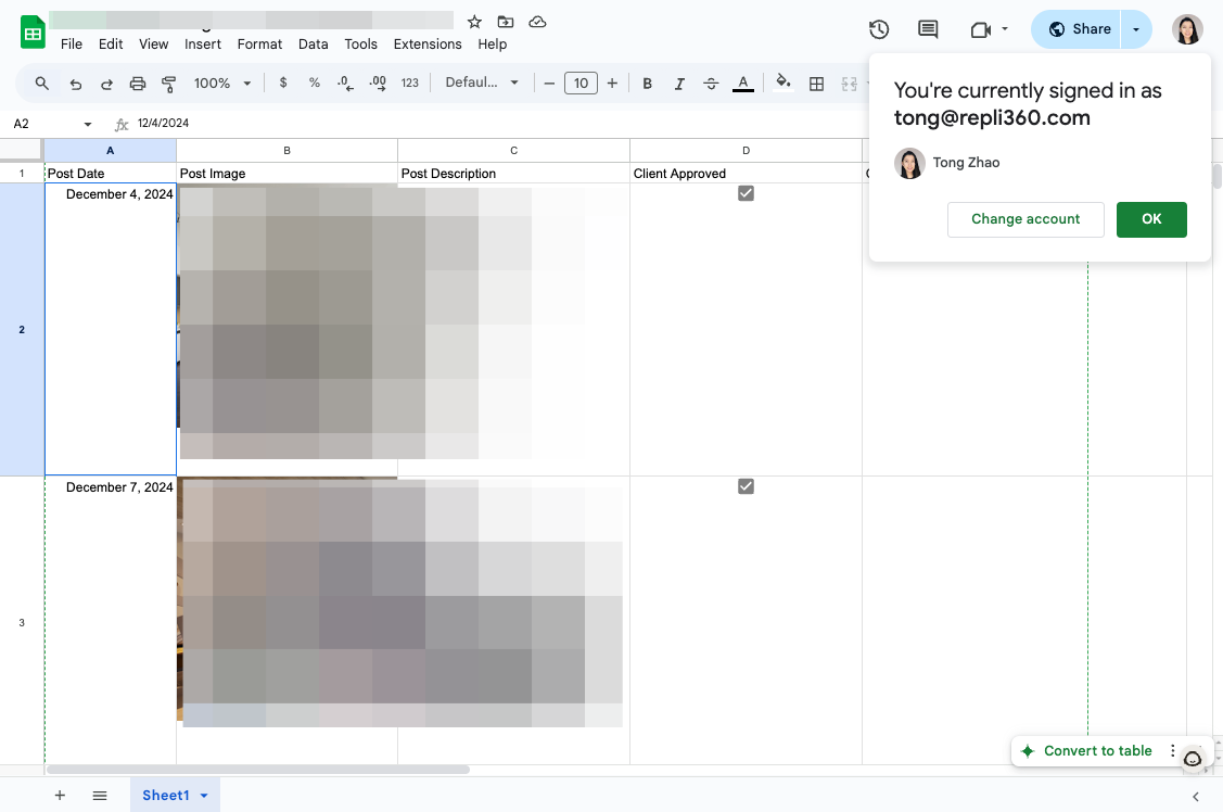 Review the content and either click the approved checkbox or leave comments for the Repli team to make edits accordingly.