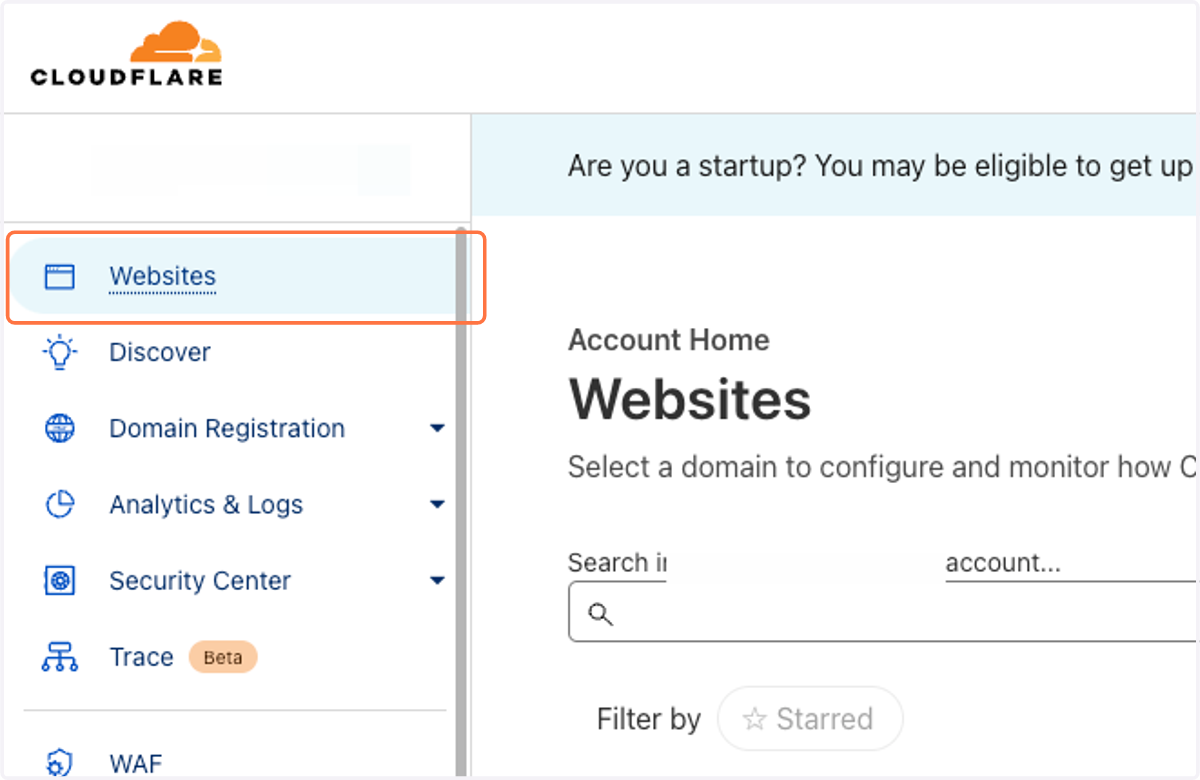 Click on Websites.