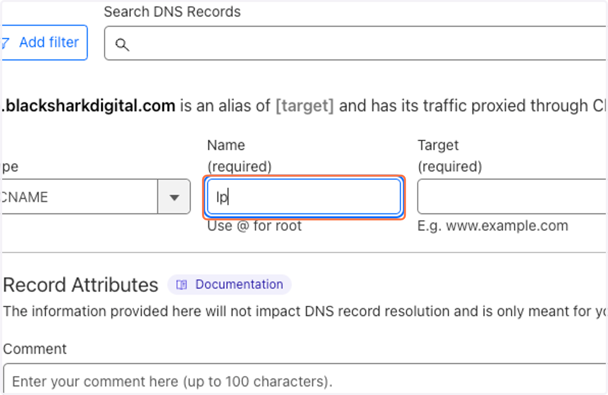 Enter the subdomain you configured in HideDomain.